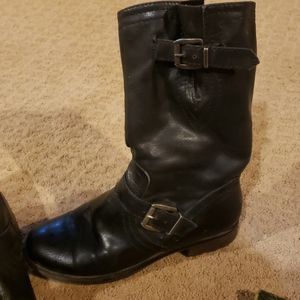 Black leather boots